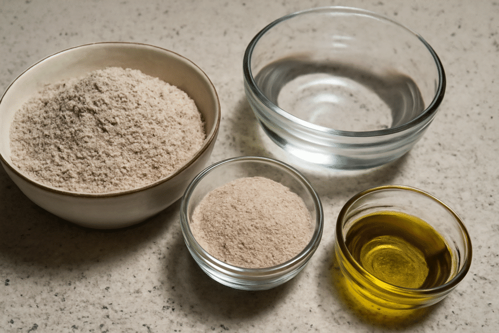 Ingredientes naturales para panecillos de trigo sarraceno