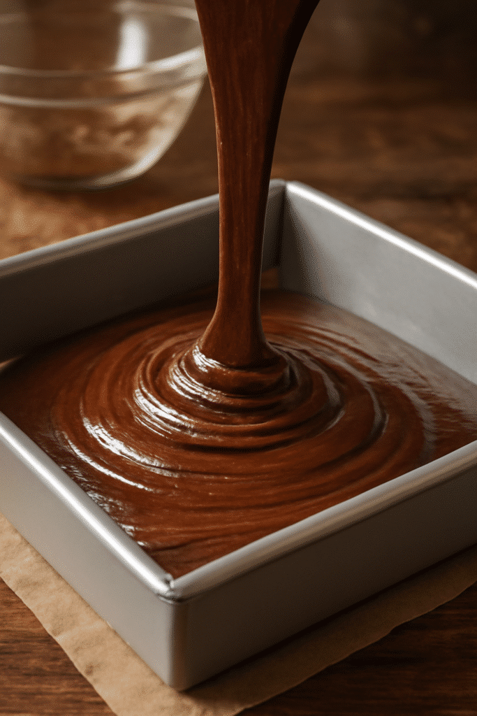 Masa de brownie sin gluten antes de hornear