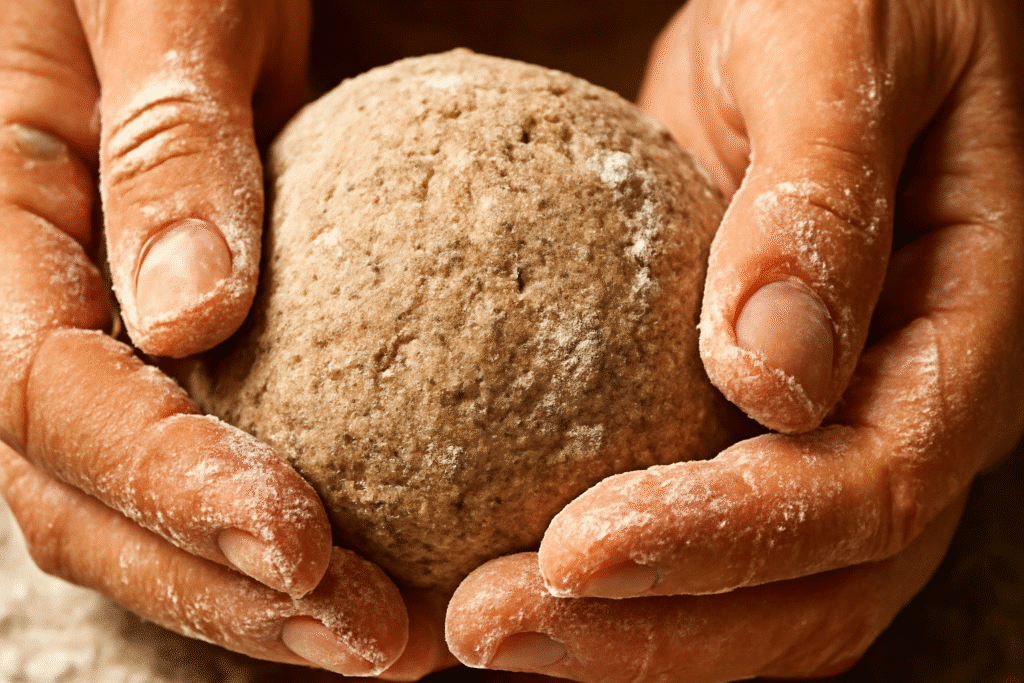 Formando panecillos de trigo sarraceno sin gluten