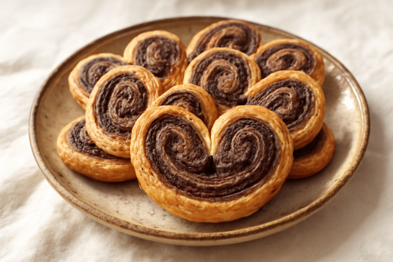 Palmeras de chocolate sin gluten recién horneadas