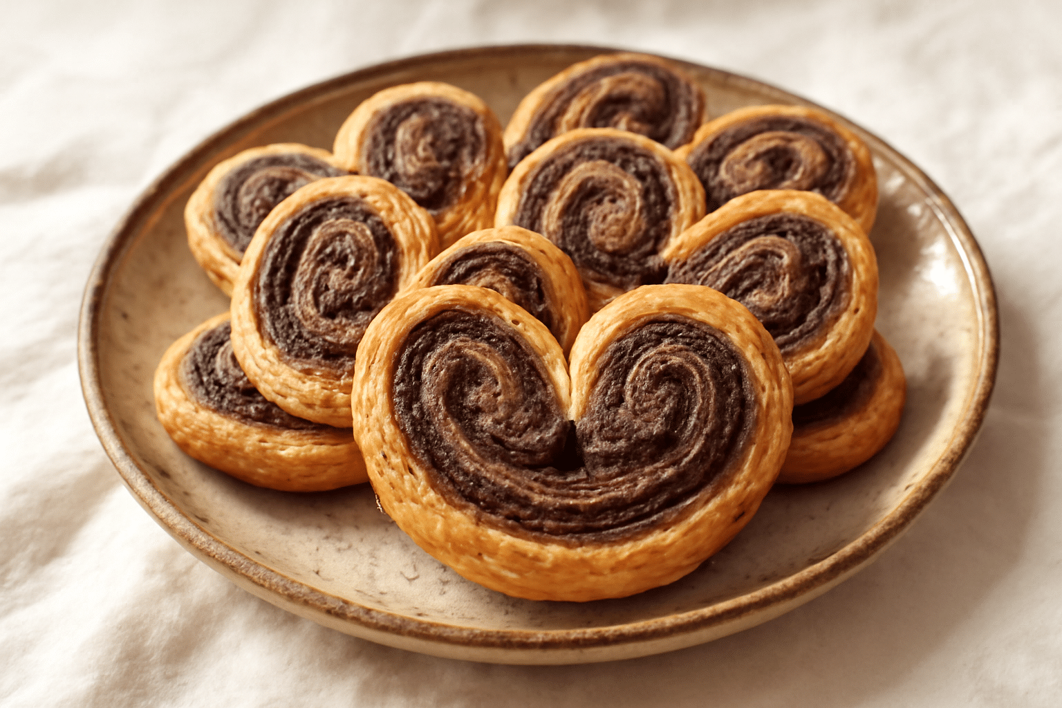 Palmeras de chocolate sin gluten recién horneadas