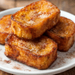 Torrijas sin gluten servidas en plato rústico