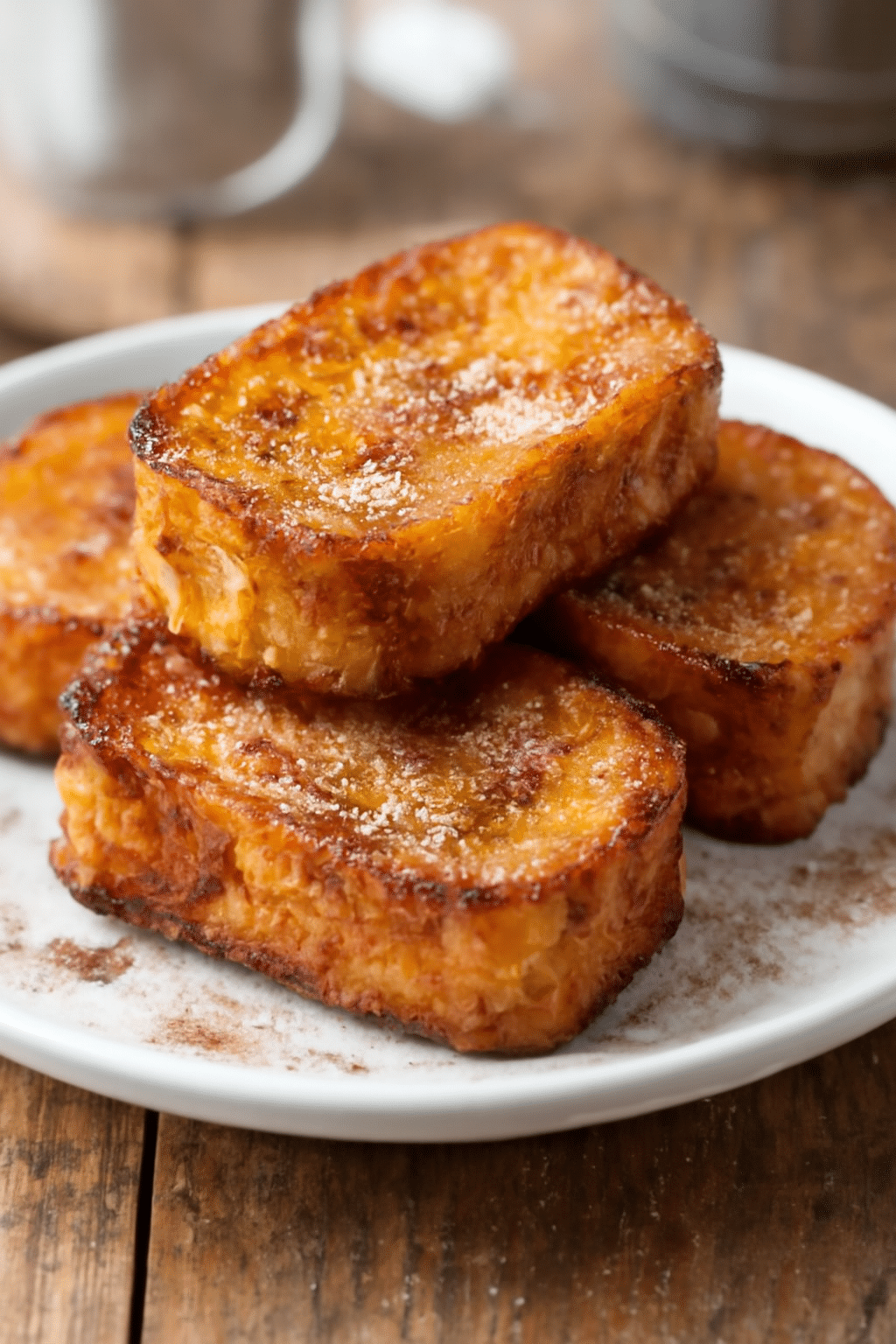 Torrijas sin gluten servidas en plato rústico