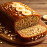 Bizcocho de avena y plátano recién horneado con textura húmeda