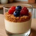 Cheesecake invertida sin gluten en copa transparente