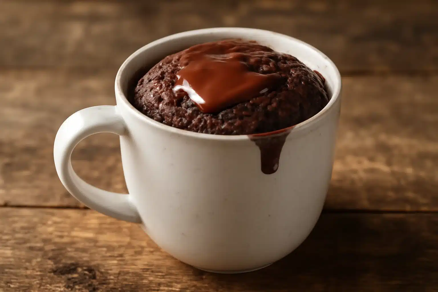mug cake sin gluten de chocolate en taza blanca