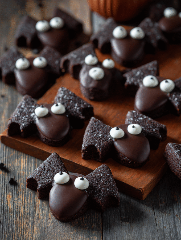 Cute bat shaped chocolate cookies with white