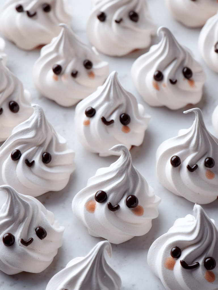 Cute ghost meringue cookies