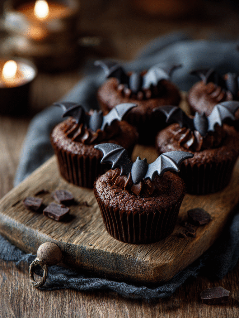 Halloween chocolate bat muffins