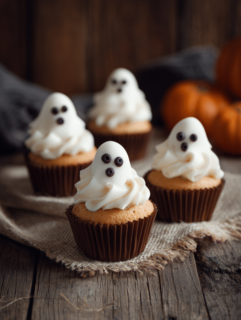 Halloween ghost vanilla cupcakes