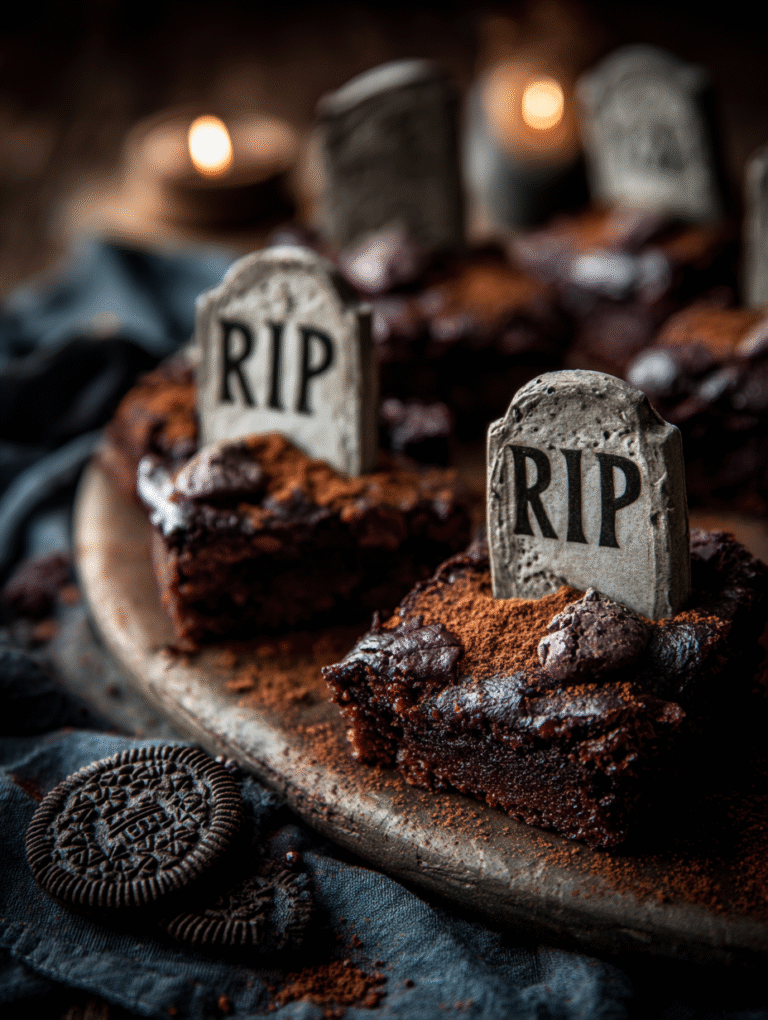 Halloween graveyard brownies