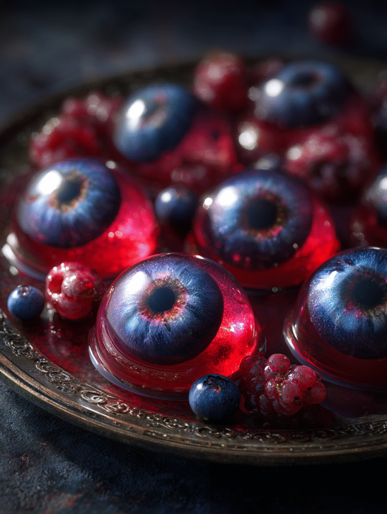 Realistic jelly eyeballs dessert