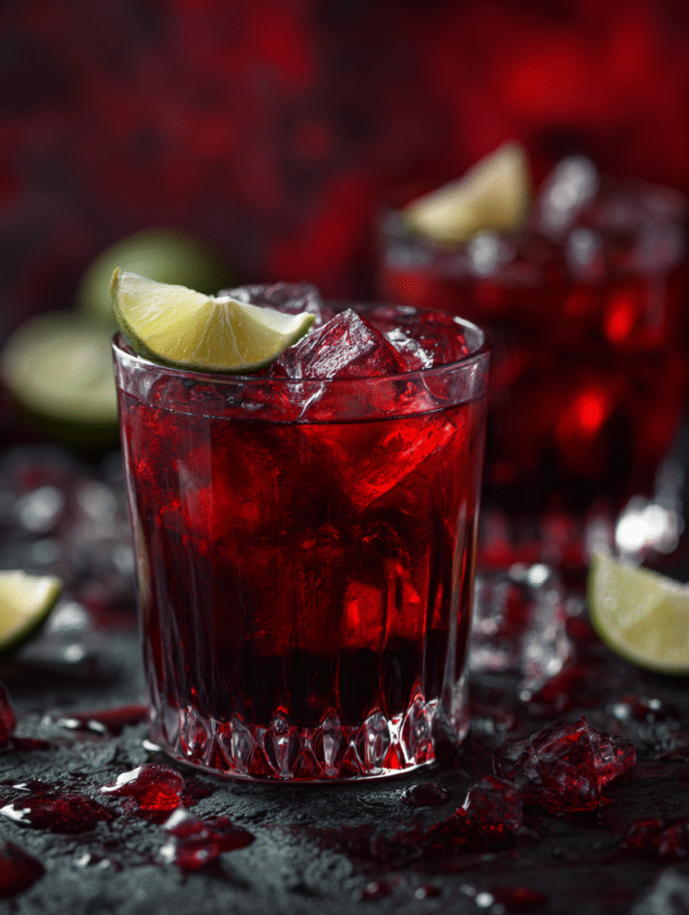 Spooky vampire blood drink in glass