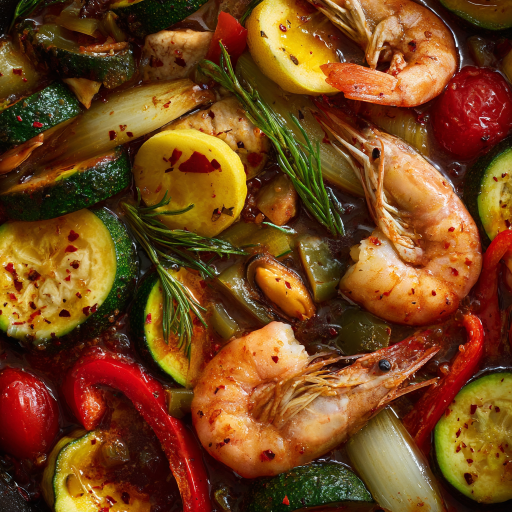 Ingredientes frescos para fideuá sin gluten