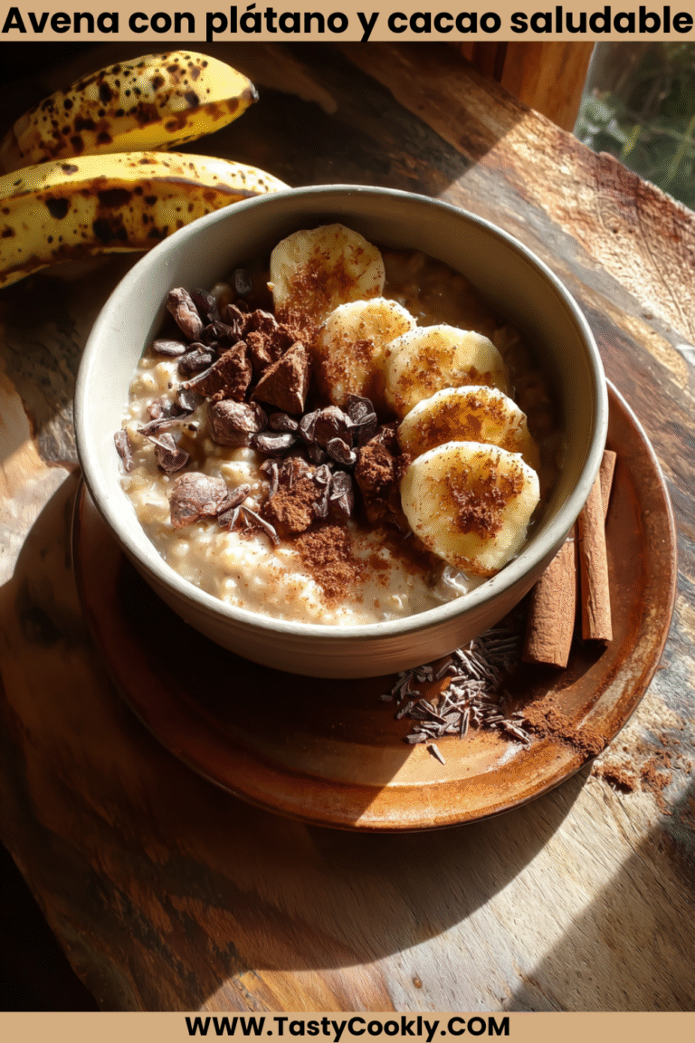 Avena cocida con platano y cacao