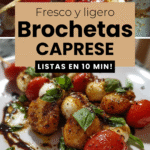 Brochetas caprese con albahaca fresca