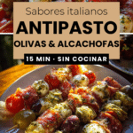 Brochetas de antipasto con aceitunas y alcachofas