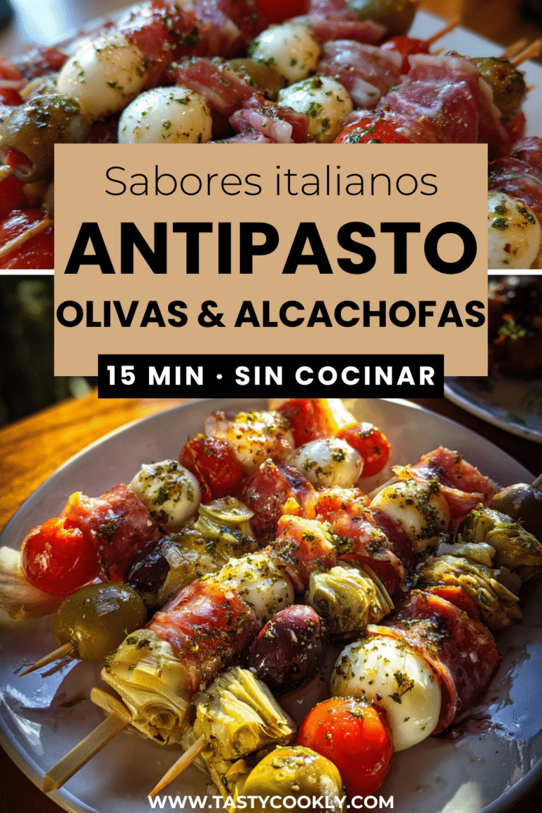 Brochetas de antipasto con aceitunas y alcachofas