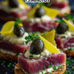 Canapes de atun con mayonesa y aceitunas