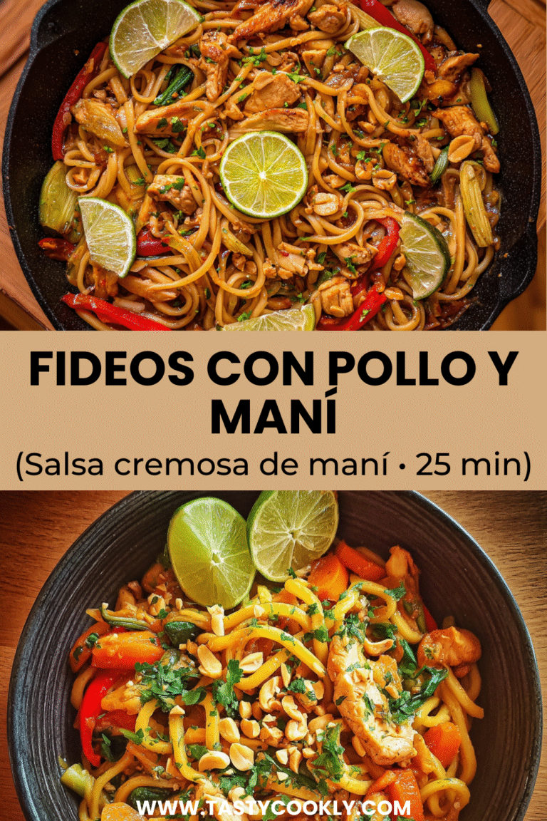 FIDEOS CON POLLO Y MANI