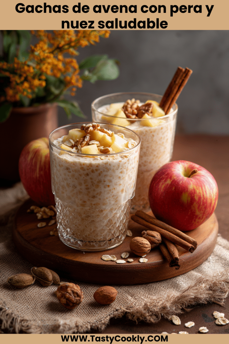 Gachas de avena con pera y nuez