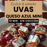 Mini brochetas de uvas y queso azul