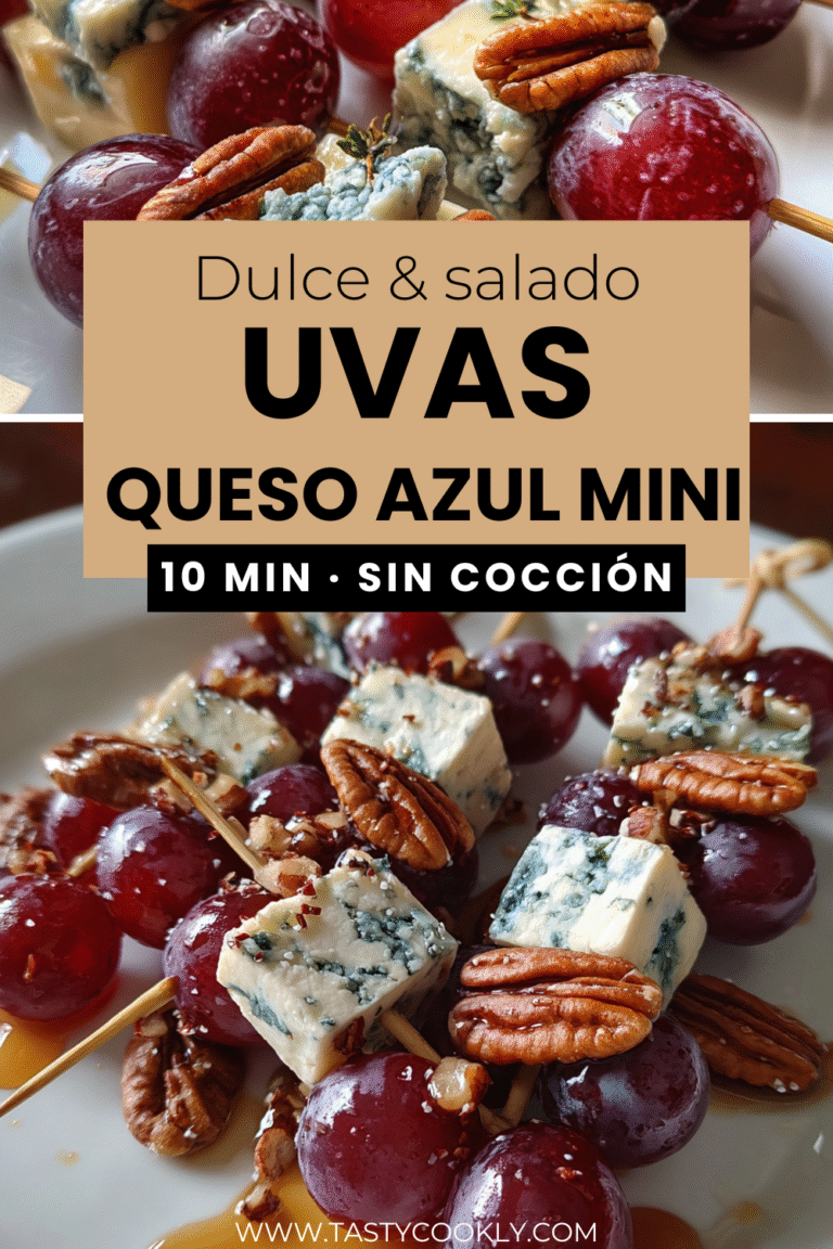 Mini brochetas de uvas y queso azul