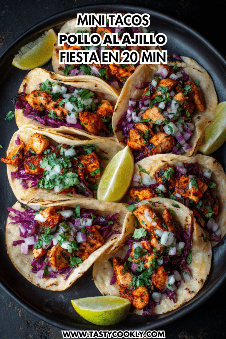 Mini tacos de pollo al ajillo