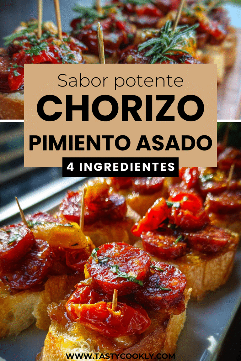 Pinchos de chorizo con pimiento asado