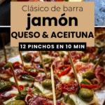 Pinchos de jamon serrano queso y aceituna